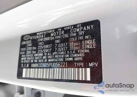 2023 Hyundai Kona Sel from USA, damaged, VIN KM8K32AB5PU056221